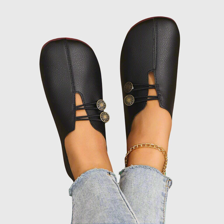 Dagmar | Kvinne vårcasual slip-on flate sko med knapp