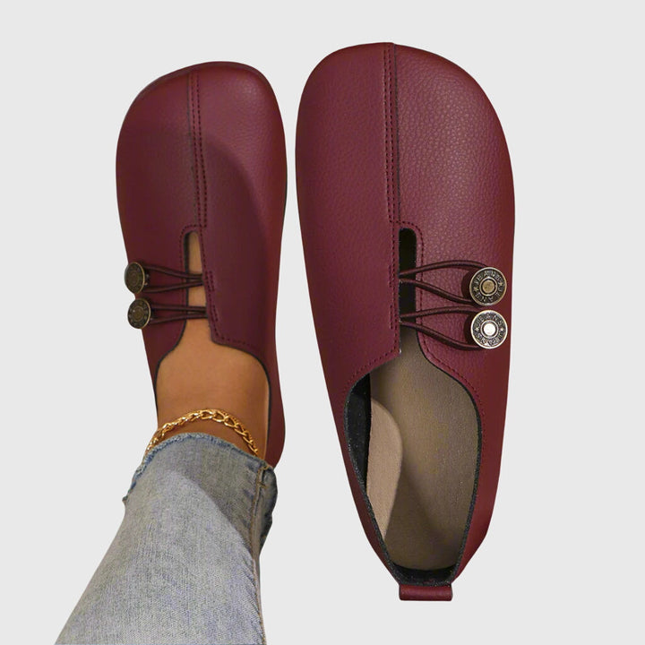 Dagmar | Kvinne vårcasual slip-on flate sko med knapp