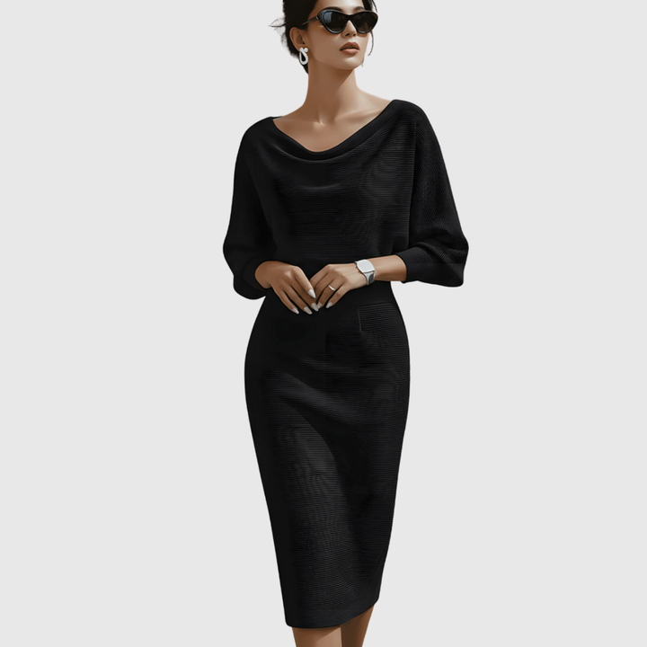 Karen | Elegant Draped Knit Midi Dress
