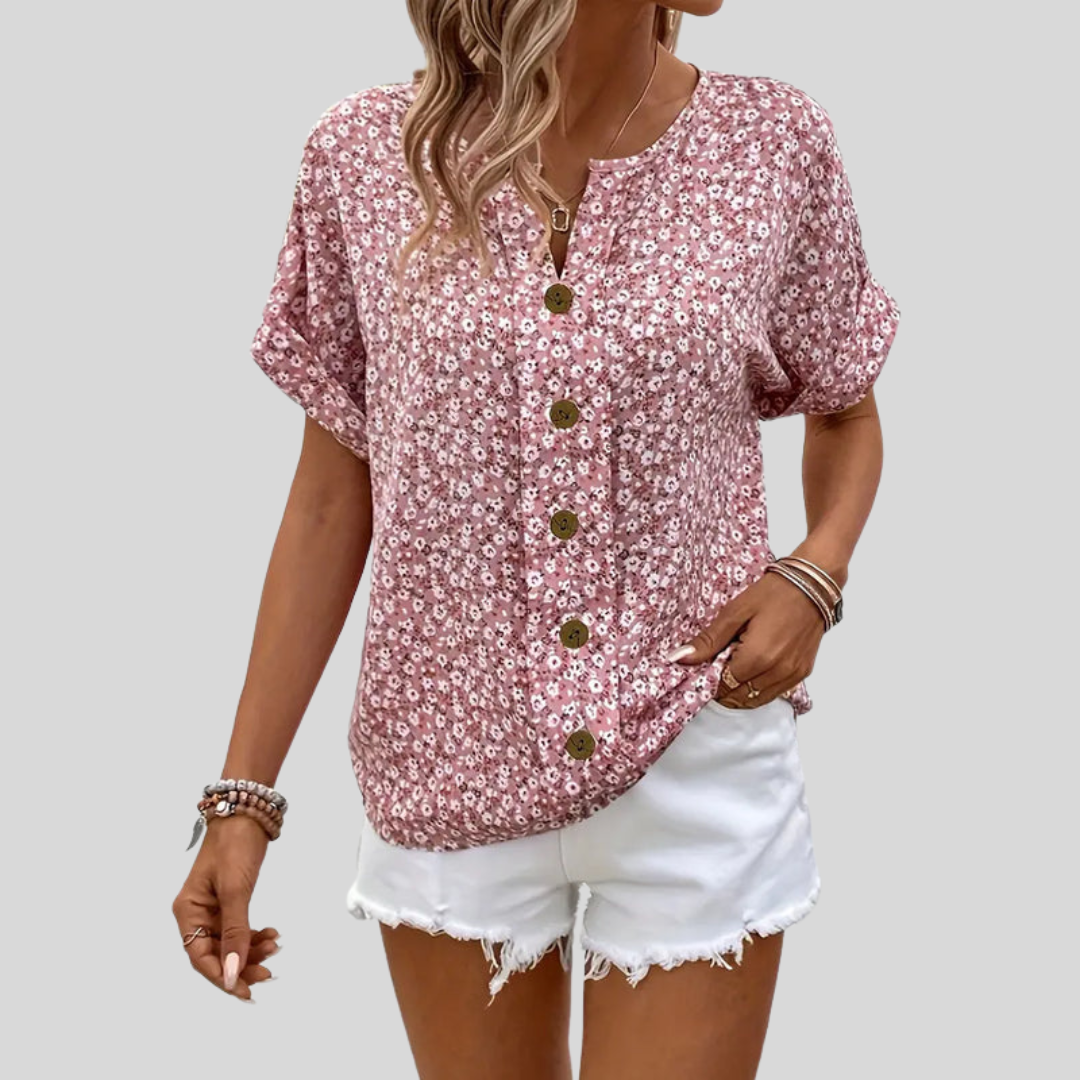 Yrsa | Blomstrete Top med Knapper