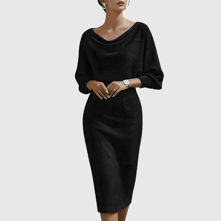 Karen | Elegant Draped Knit Midi Dress