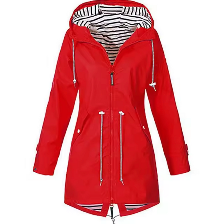 Aase | Parkas med Stripete Fôr og Snøring