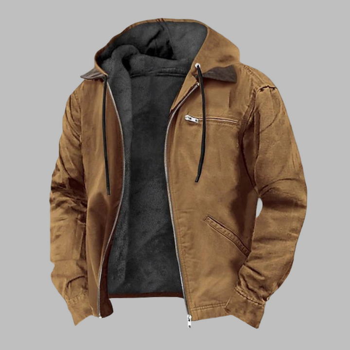 Herrejakke med Avtakbar Hette og Glidelås
