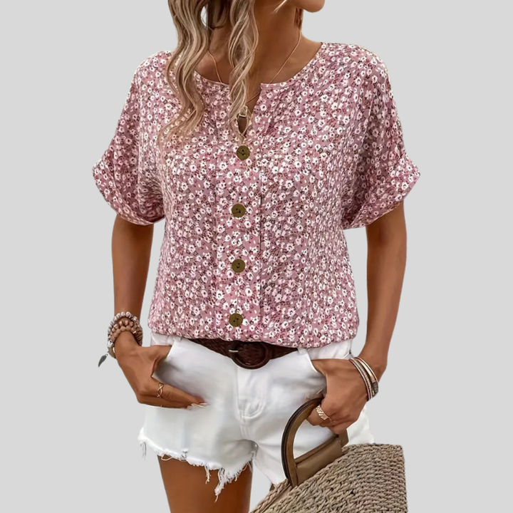 Yrsa | Blomstrete Top med Knapper