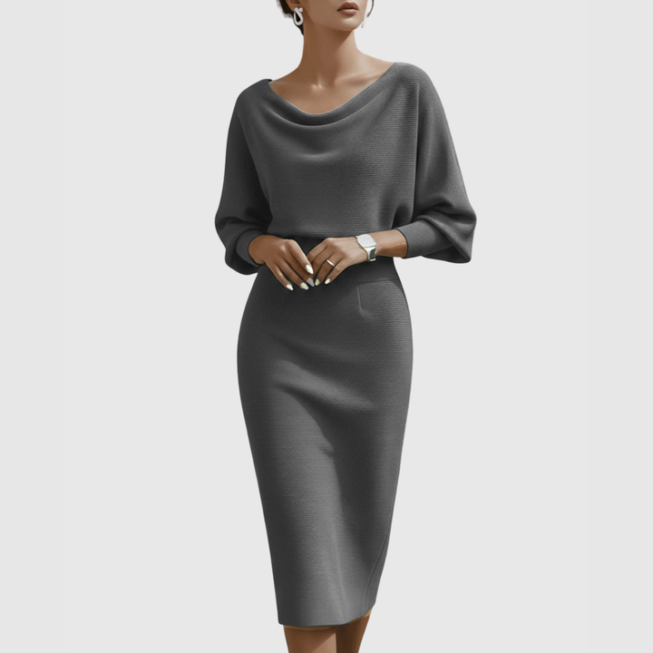 Karen | Elegant Draped Knit Midi Dress