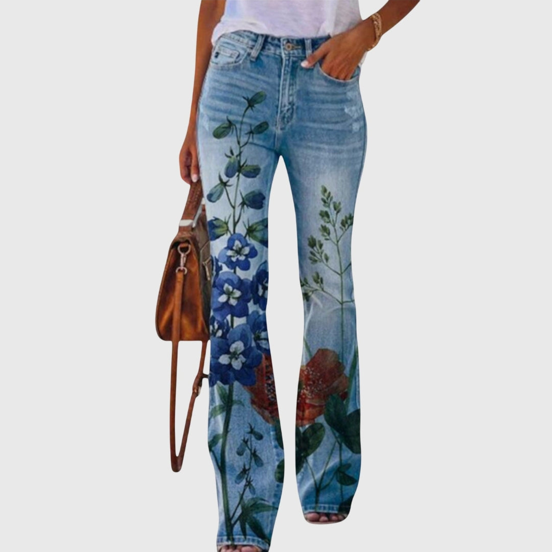 Susie | Dame Blomstermønster Skinny Jeans