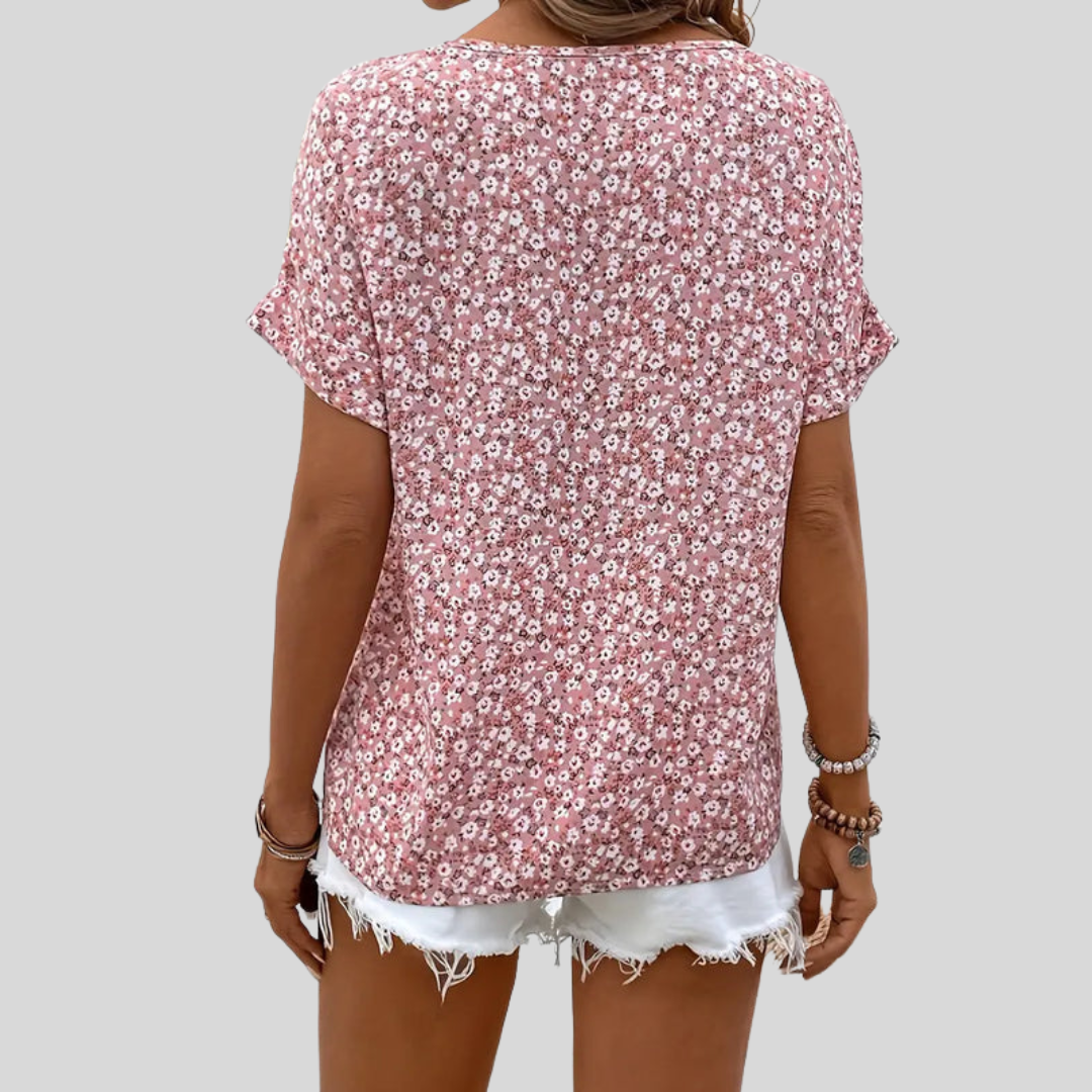 Yrsa | Blomstrete Top med Knapper