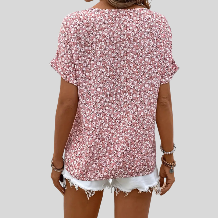 Yrsa | Blomstrete Top med Knapper