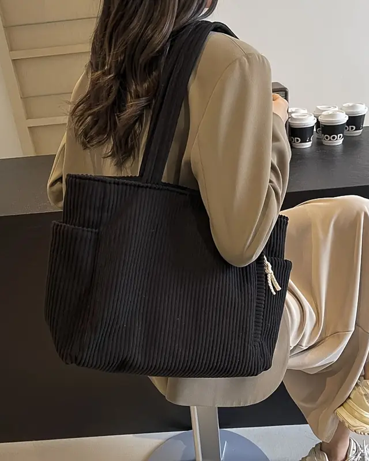 Ines | Stilig Hverdags Skulderveske med Snor Detalj