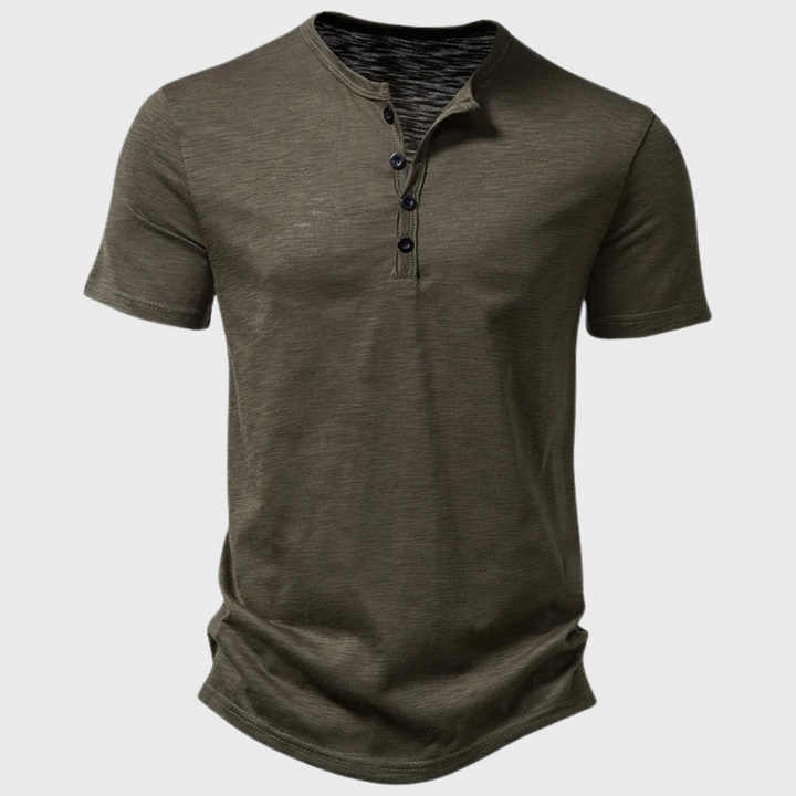Gunnar | Casual Henley T-skjorte med Knapper