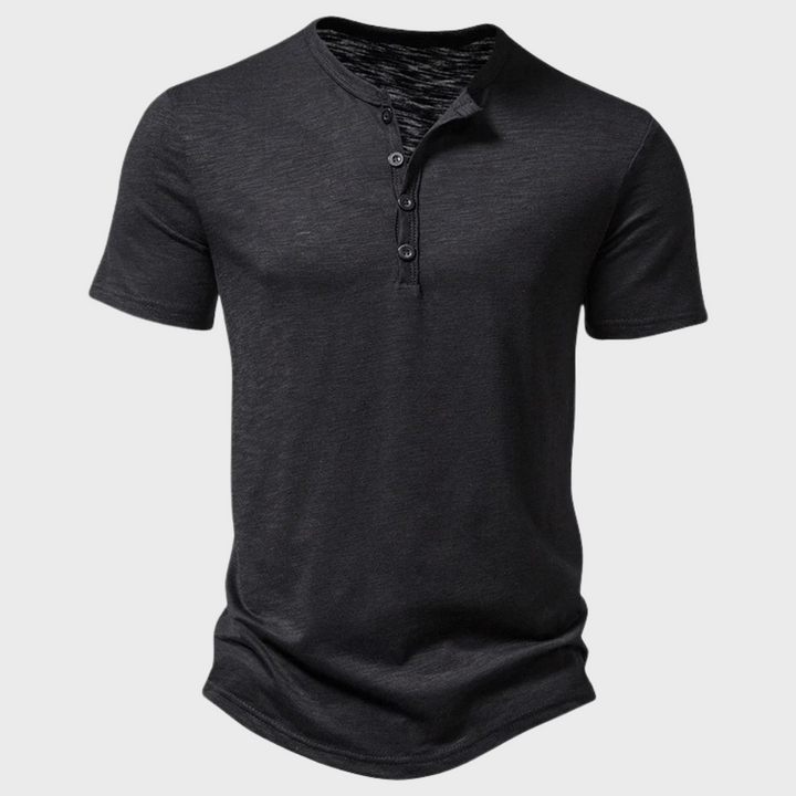 Gunnar | Casual Henley T-skjorte med Knapper