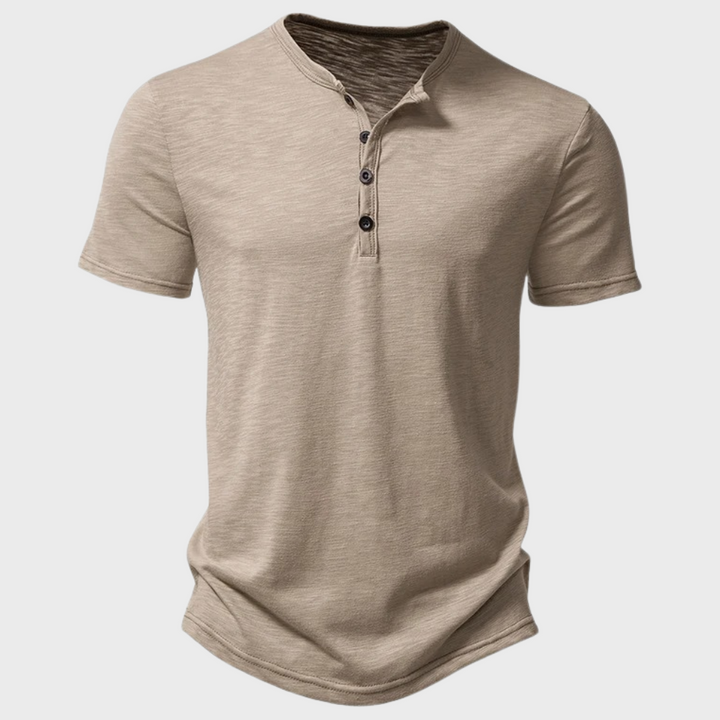Gunnar | Casual Henley T-skjorte med Knapper