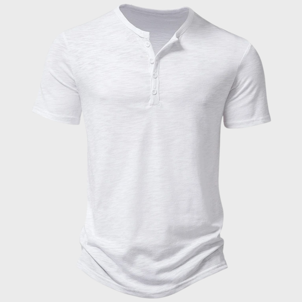 Gunnar | Casual Henley T-skjorte med Knapper