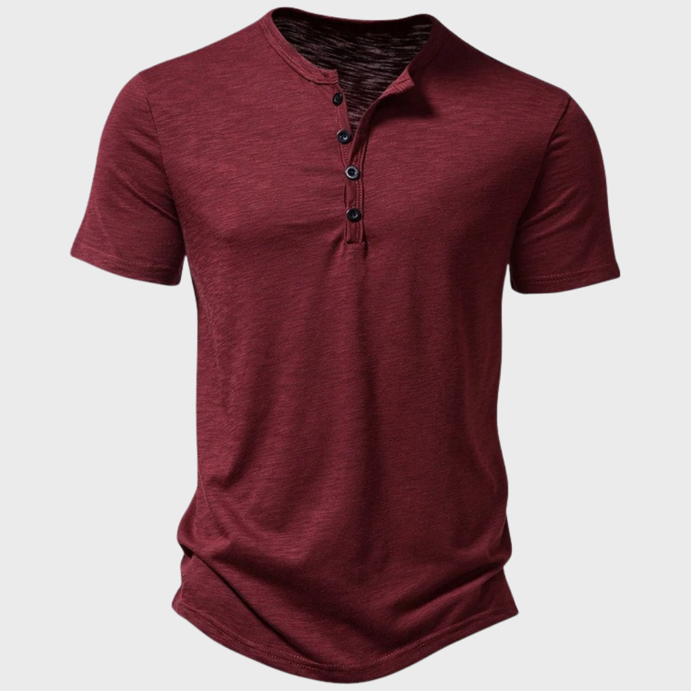 Gunnar | Casual Henley T-skjorte med Knapper