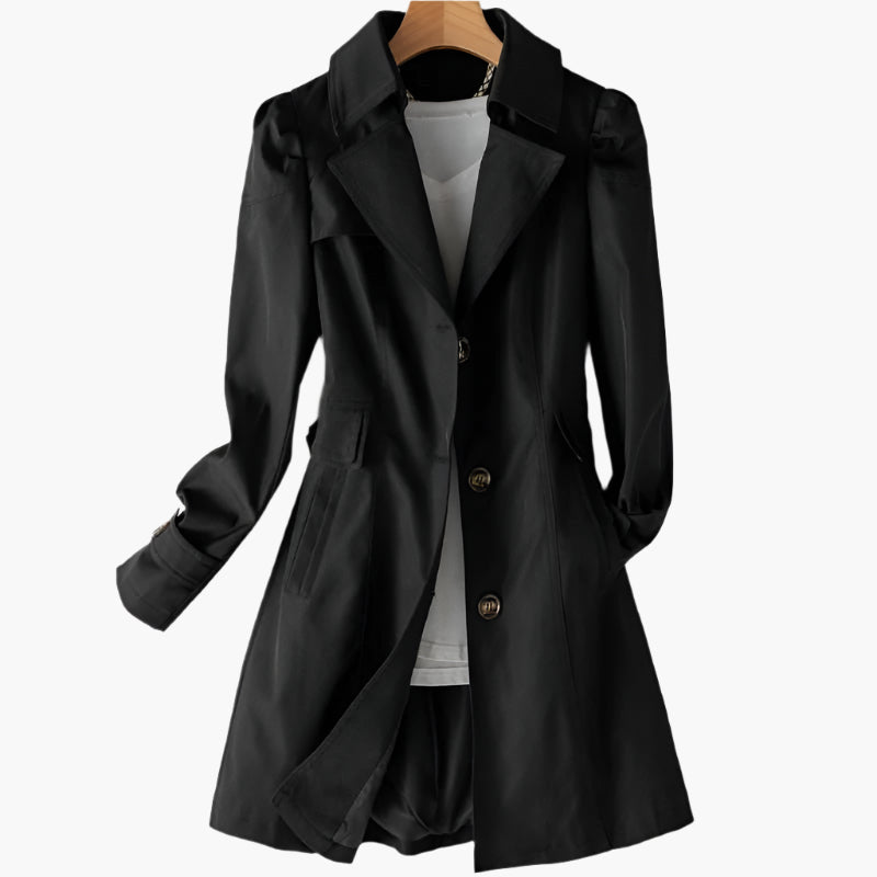 Rikke | Elegant Lang Trench Coat i Klassisk Høststil for Kvinner