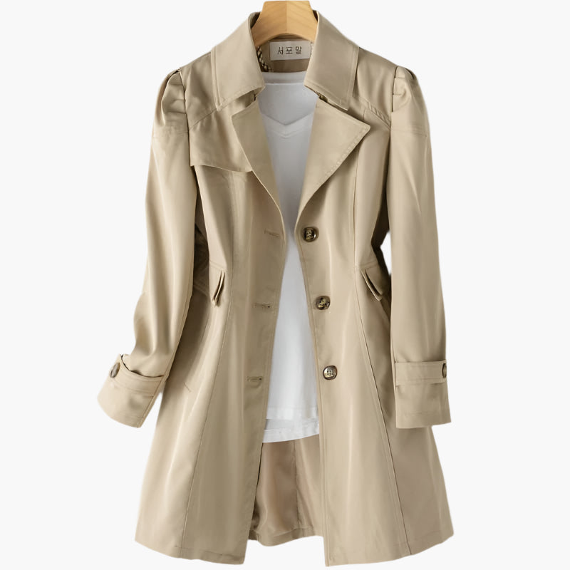 Rikke | Elegant Lang Trench Coat i Klassisk Høststil for Kvinner