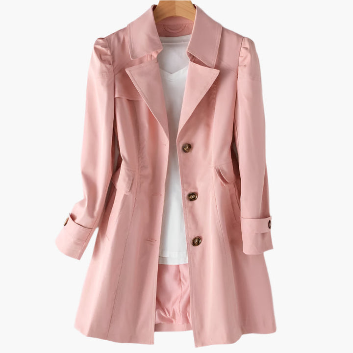 Rikke | Elegant Lang Trench Coat i Klassisk Høststil for Kvinner