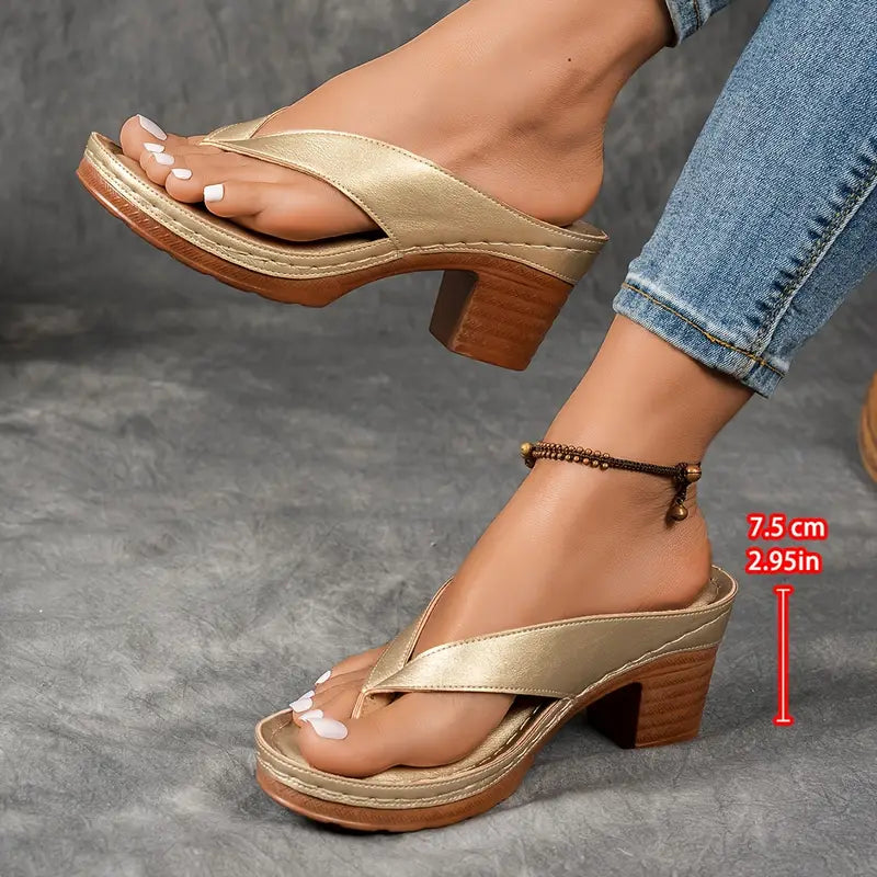 Clara | Elegant Lav Hæl Flip Flop Sandaler