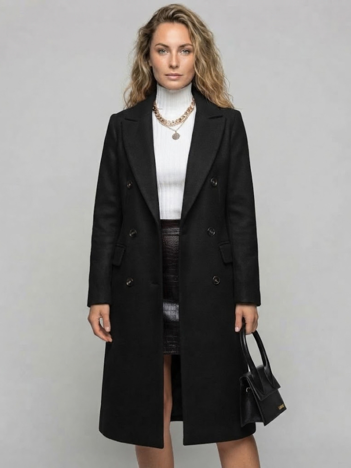 Dame Dobbeltspent Trenchcoat med Hakket Slag