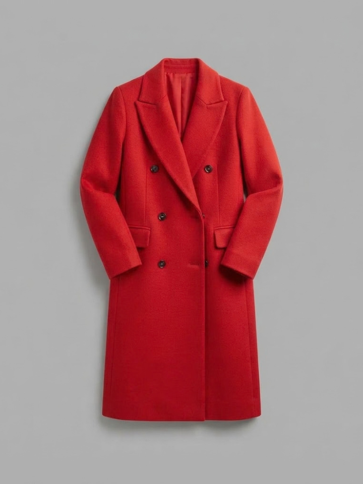 Dame Dobbeltspent Trenchcoat med Hakket Slag