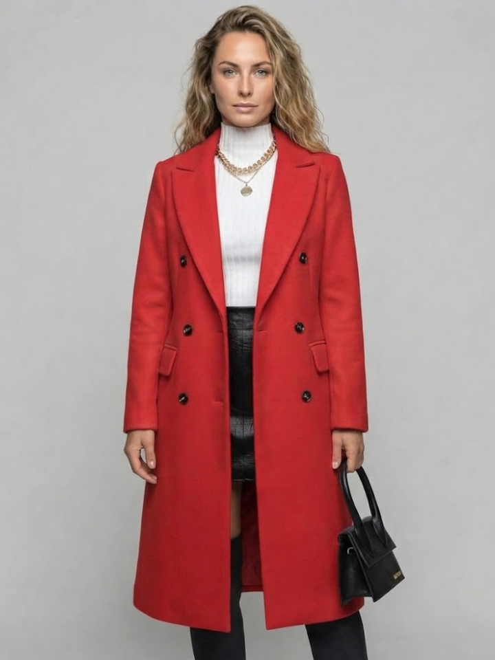 Dame Dobbeltspent Trenchcoat med Hakket Slag