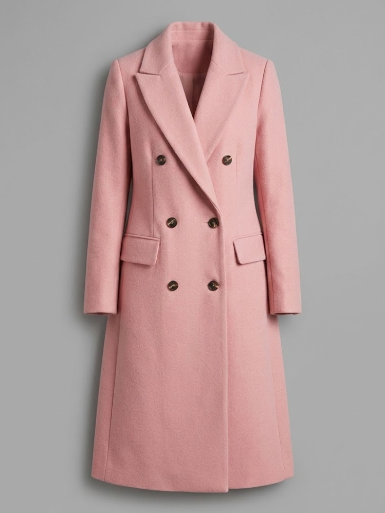 Dame Dobbeltspent Trenchcoat med Hakket Slag