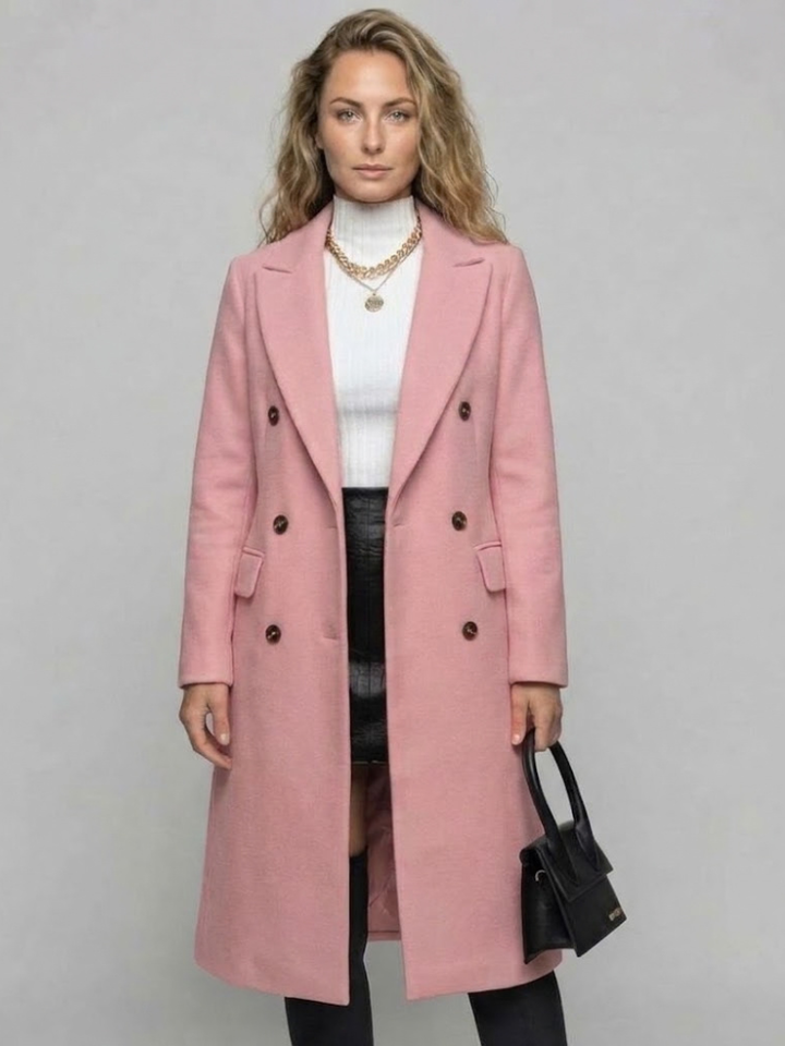 Dame Dobbeltspent Trenchcoat med Hakket Slag