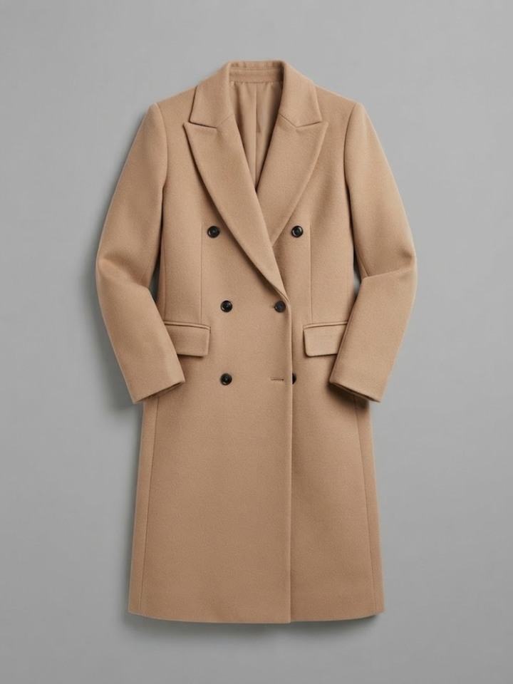 Dame Dobbeltspent Trenchcoat med Hakket Slag