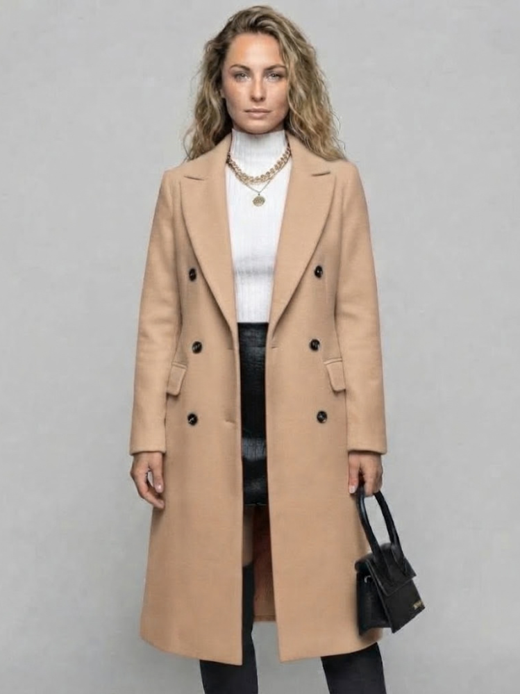 Dame Dobbeltspent Trenchcoat med Hakket Slag
