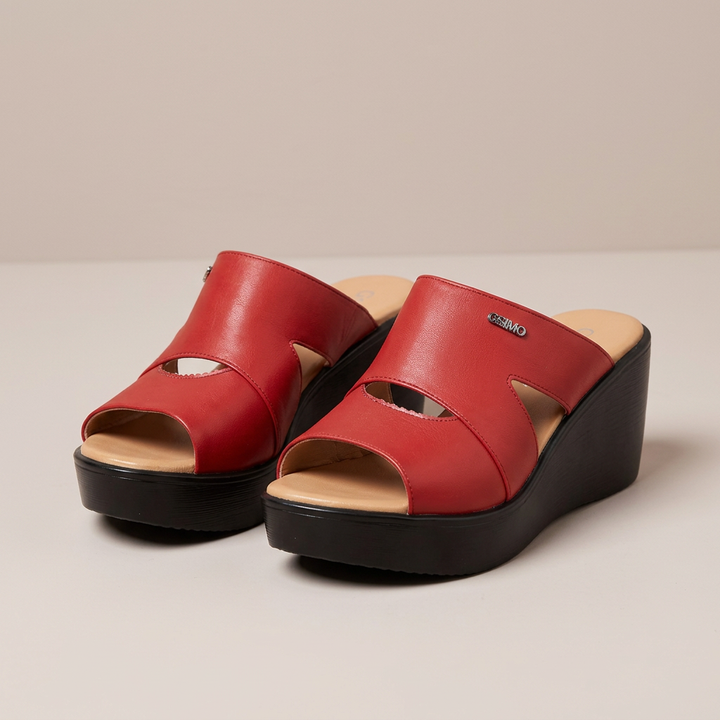 Josefine | Damesandaler med kilehæl, kryssremmer og åpen tå