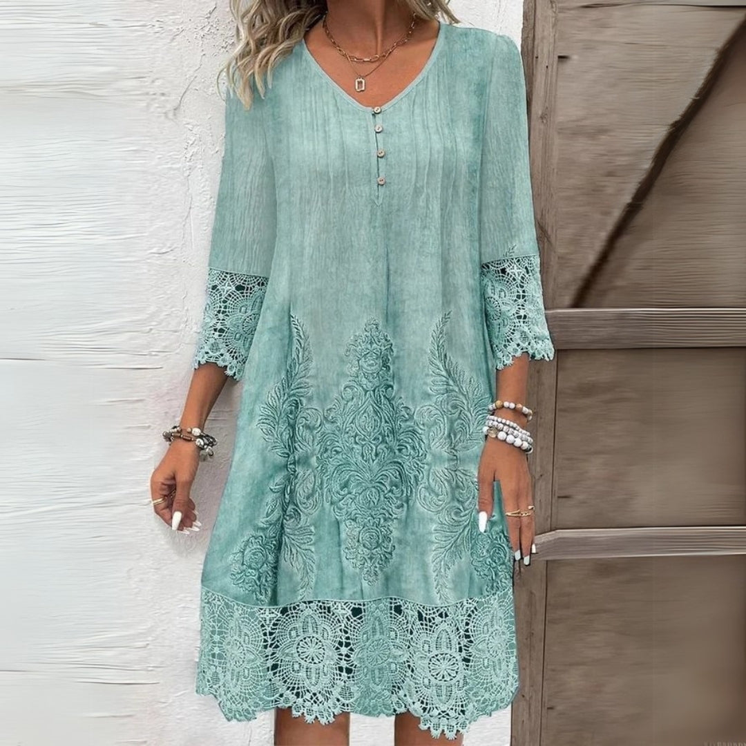Ester | Damers Vintage Blondekant Løs Kjole