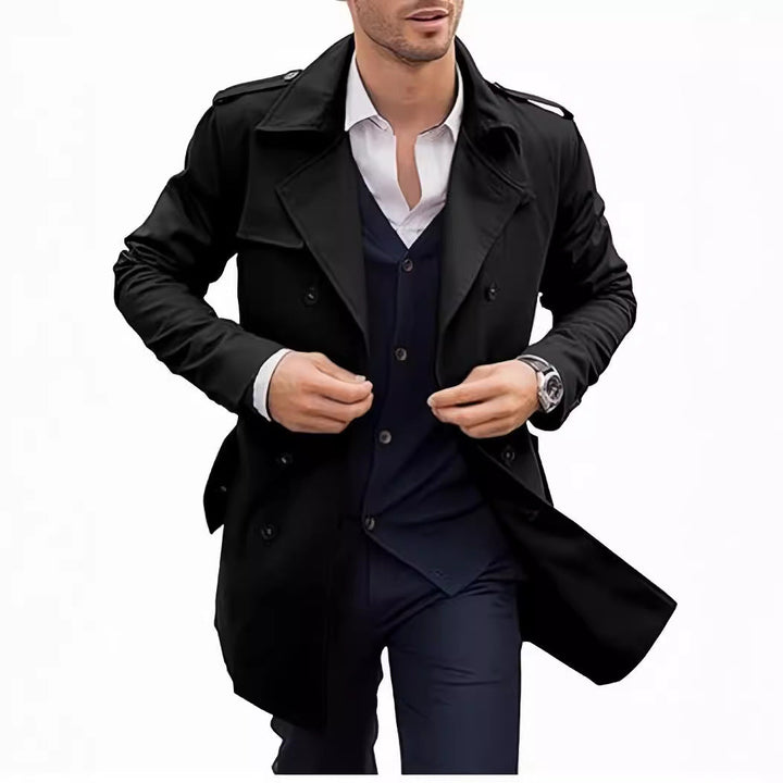 Trenchcoat med dobbeltknapping og belte for herrer