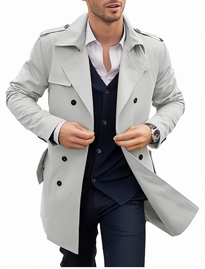Trenchcoat med dobbeltknapping og belte for herrer