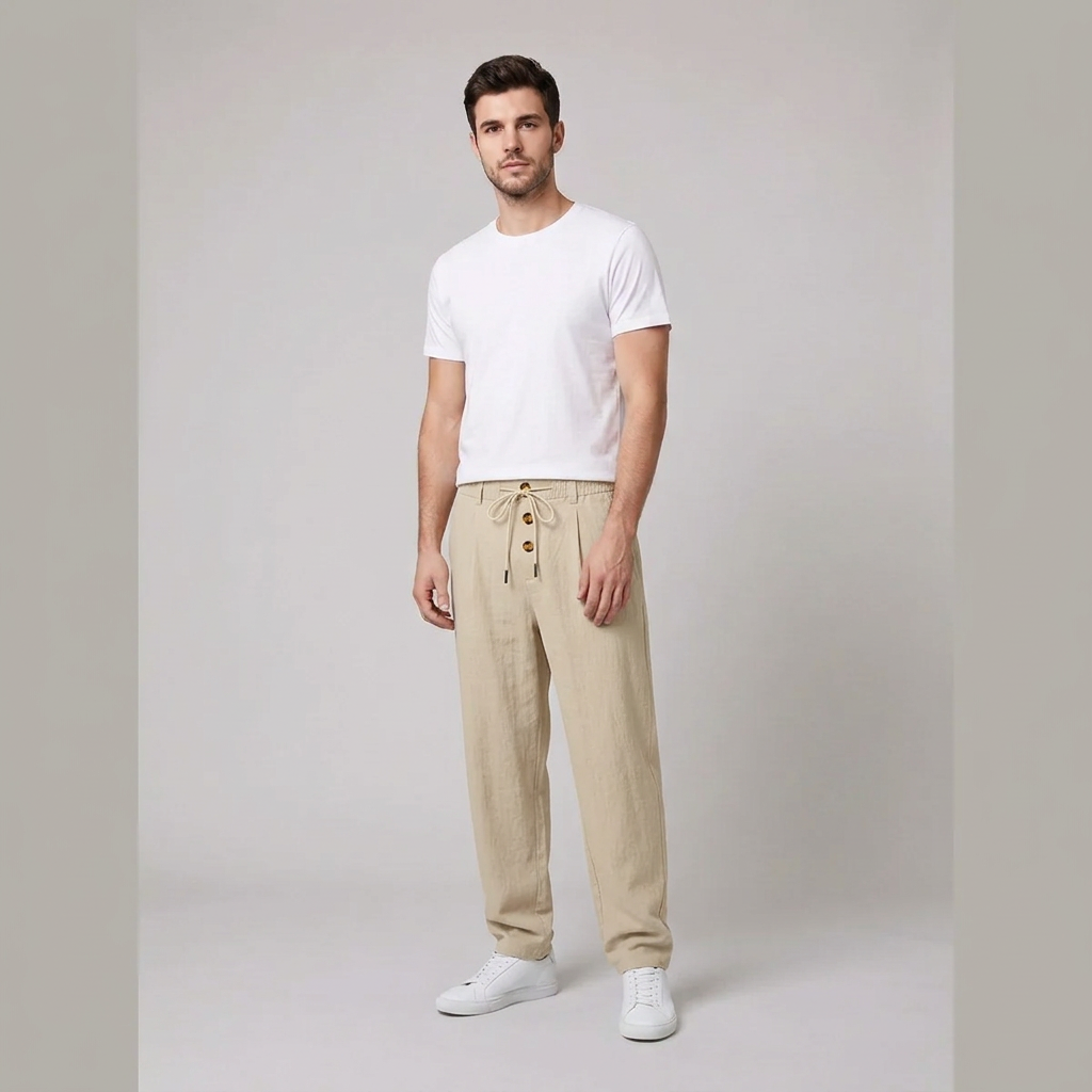 Oscar | Herre Relaxed Fit Linbukser med Elastisk Midje og Snøring