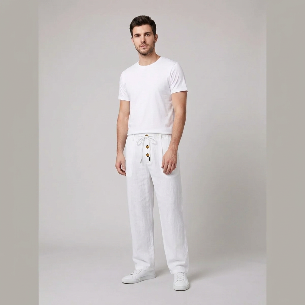 Oscar | Herre Relaxed Fit Linbukser med Elastisk Midje og Snøring