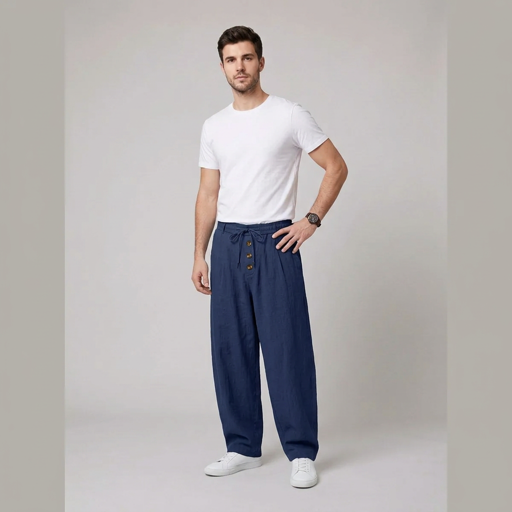 Oscar | Herre Relaxed Fit Linbukser med Elastisk Midje og Snøring