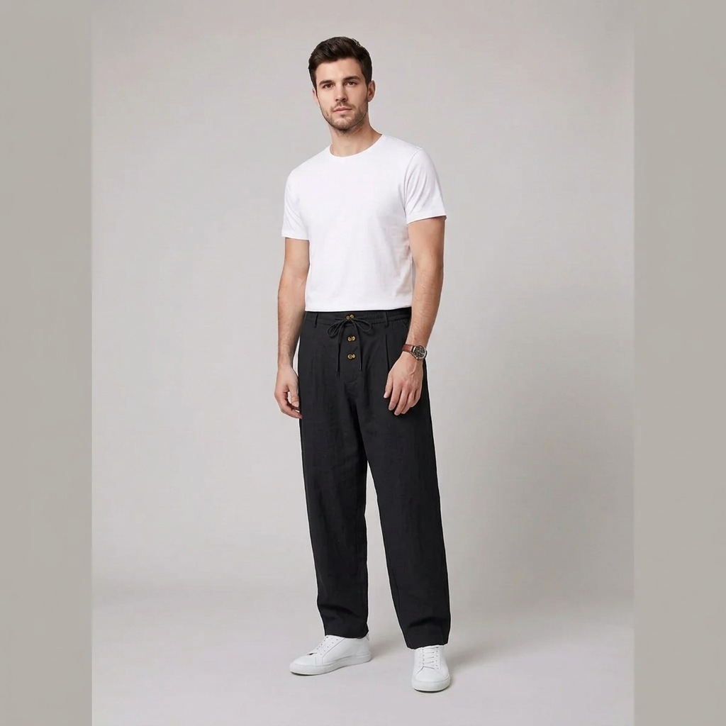 Oscar | Herre Relaxed Fit Linbukser med Elastisk Midje og Snøring
