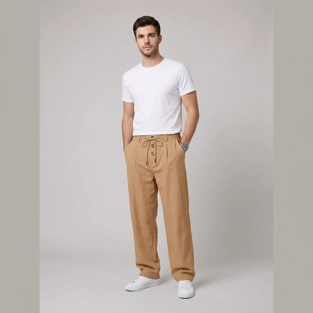 Oscar | Herre Relaxed Fit Linbukser med Elastisk Midje og Snøring