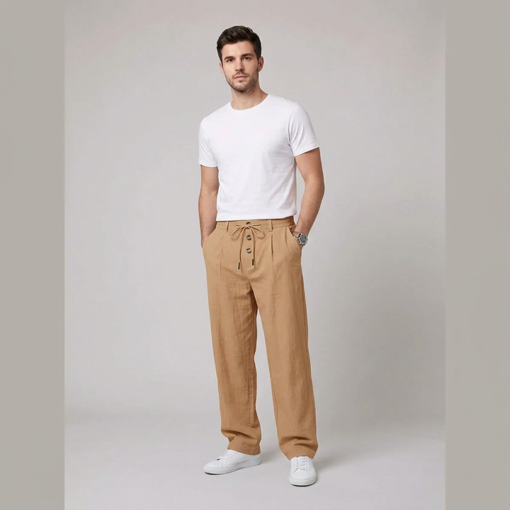Oscar | Herre Relaxed Fit Linbukser med Elastisk Midje og Snøring