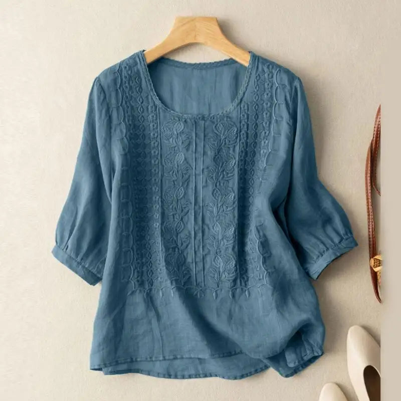 Sine | Brodert Rund Hals Bluse
