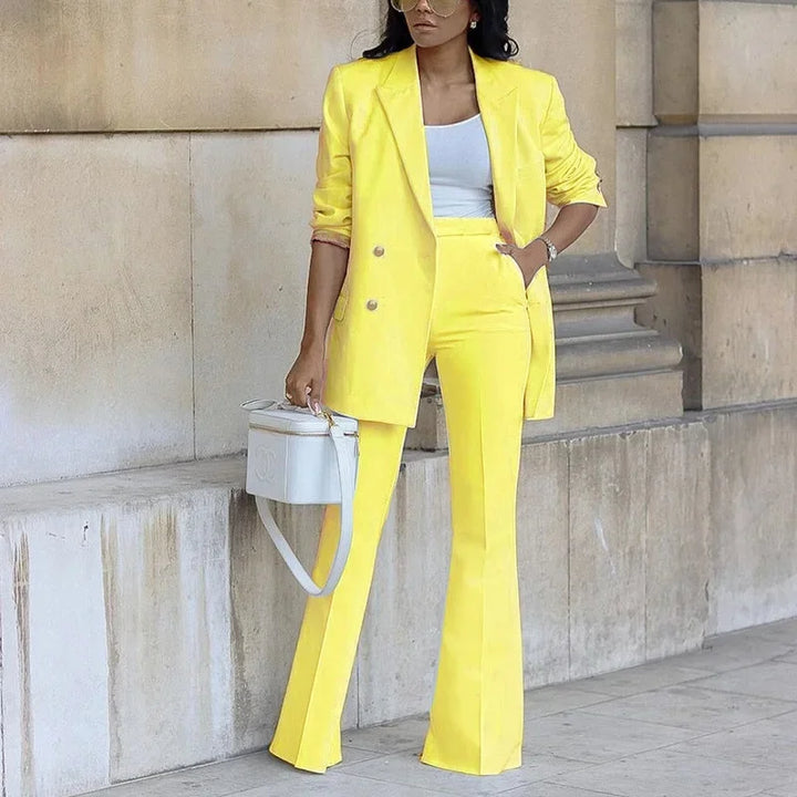 Regitze | Elegant Formell Sett med Skreddersydd Lang Blazer for Kvinner