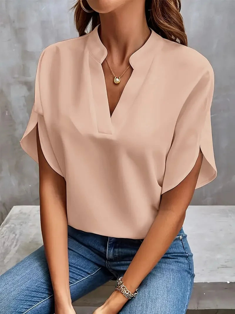 Annemie | Stilig V-hals Flytende Bluse