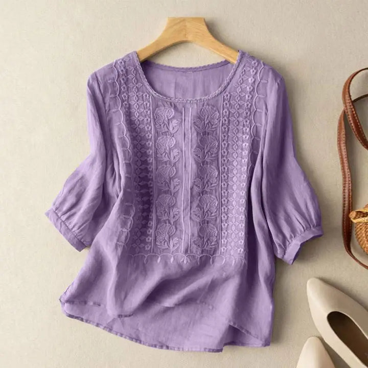 Sine | Brodert Rund Hals Bluse