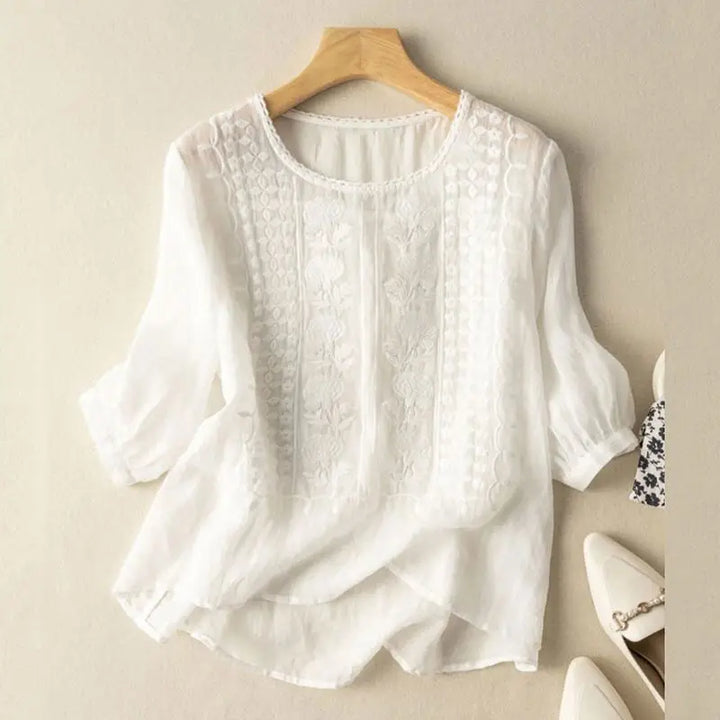 Sine | Brodert Rund Hals Bluse