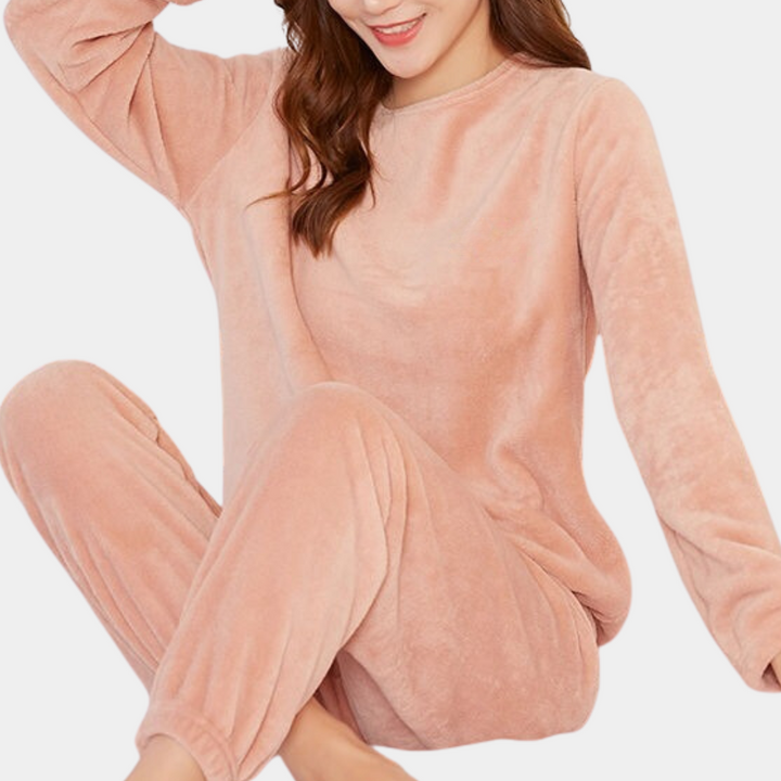 Rikke | Kvinne Fleece Pyjamas Sett med Langermet Topp