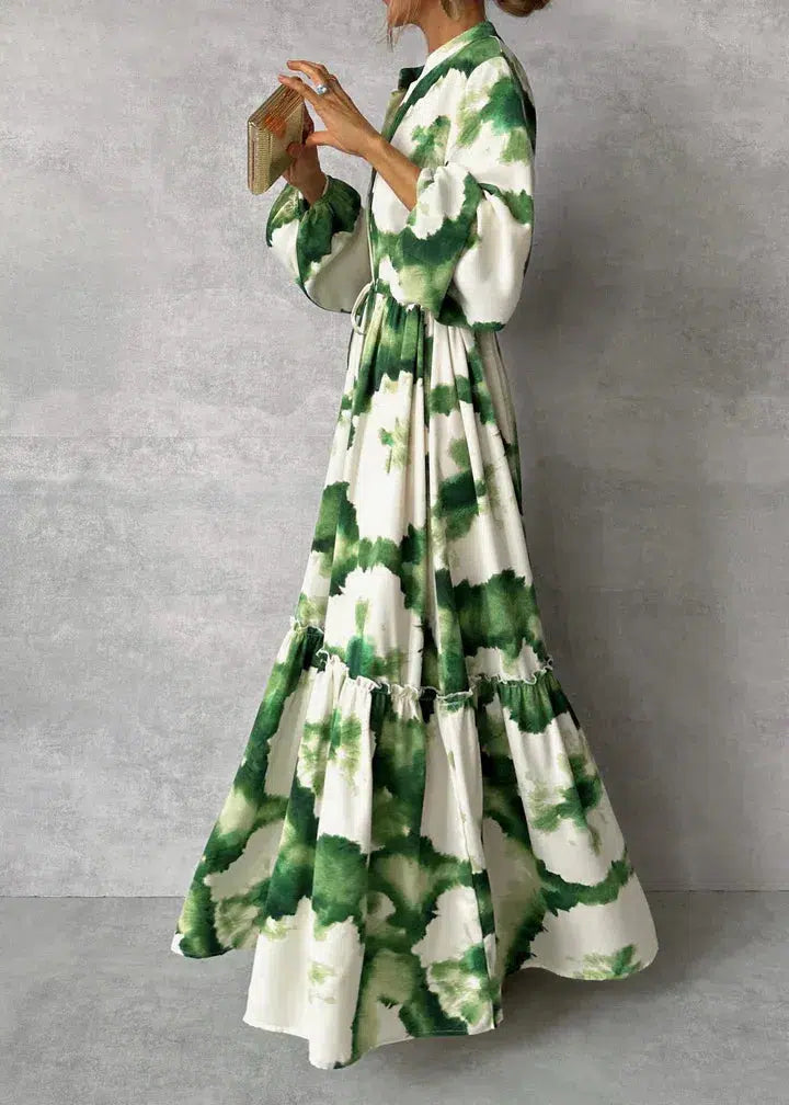 Nikoline | Elegant og Stilig Lang Kjole med Print