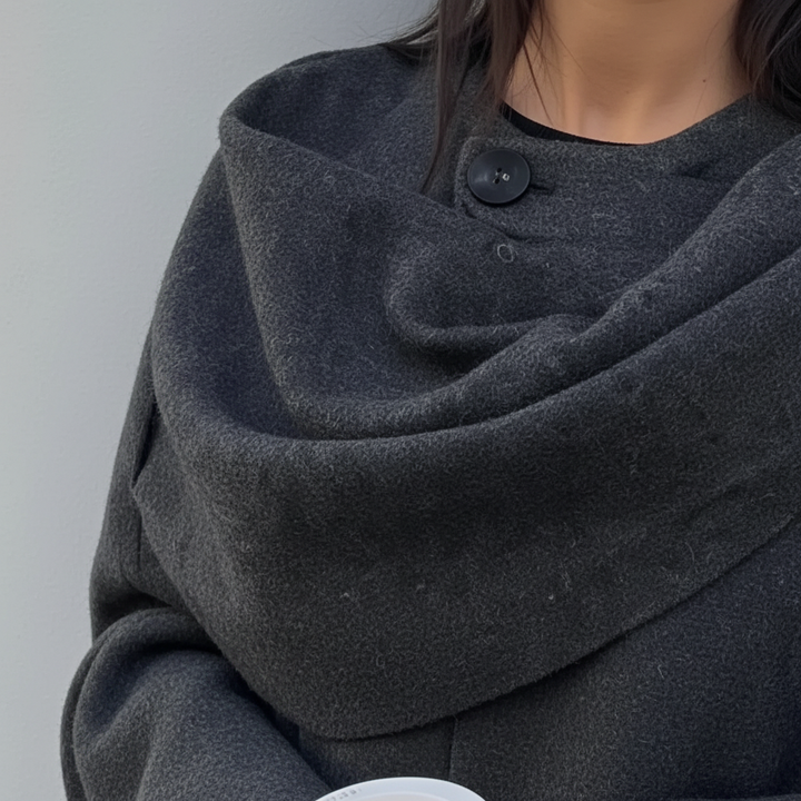 Kvinners Cape med Asymmetrisk Drape og Skulderlukning