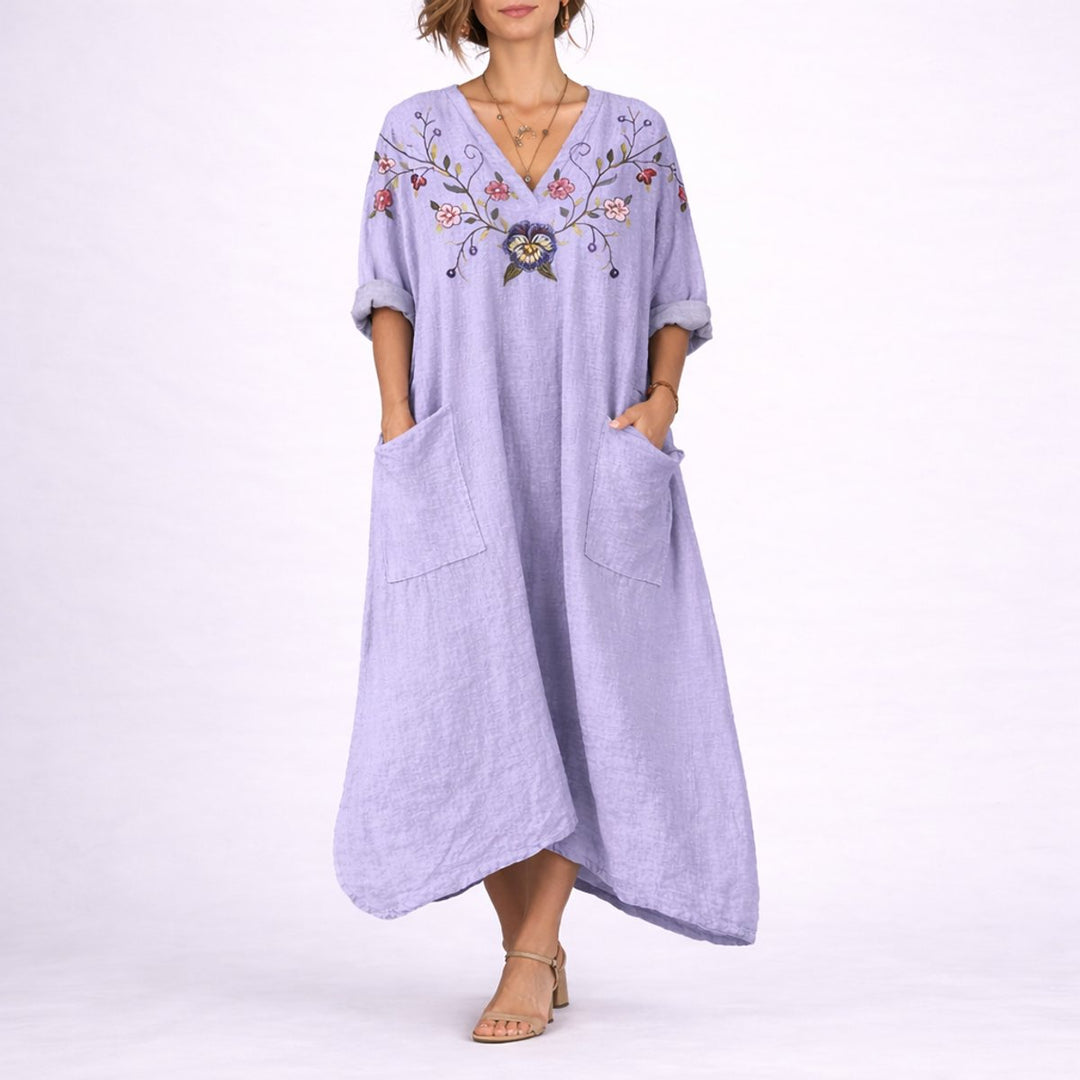 Nora | Bohemsk Print Maxi Kaftan Kjole for Bryllupsgjester om Høsten