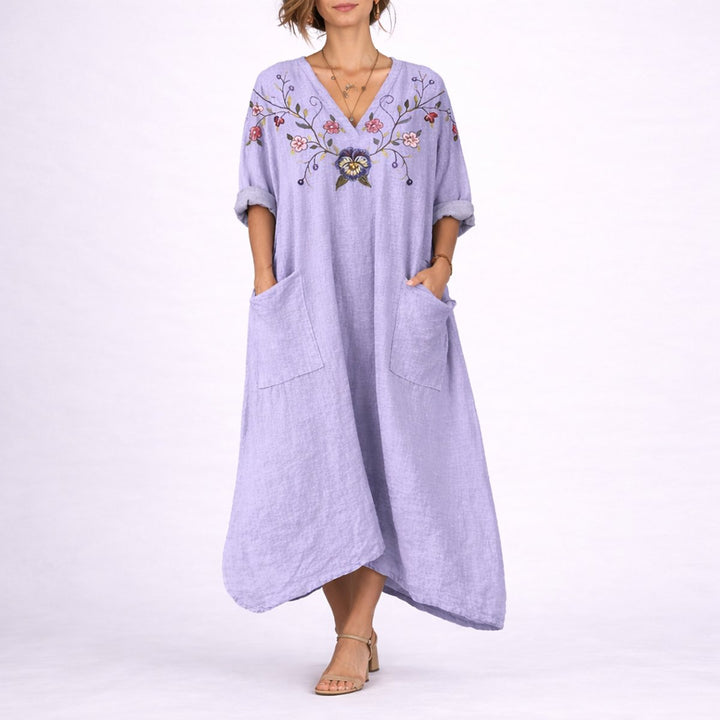 Nora | Bohemsk Print Maxi Kaftan Kjole for Bryllupsgjester om Høsten