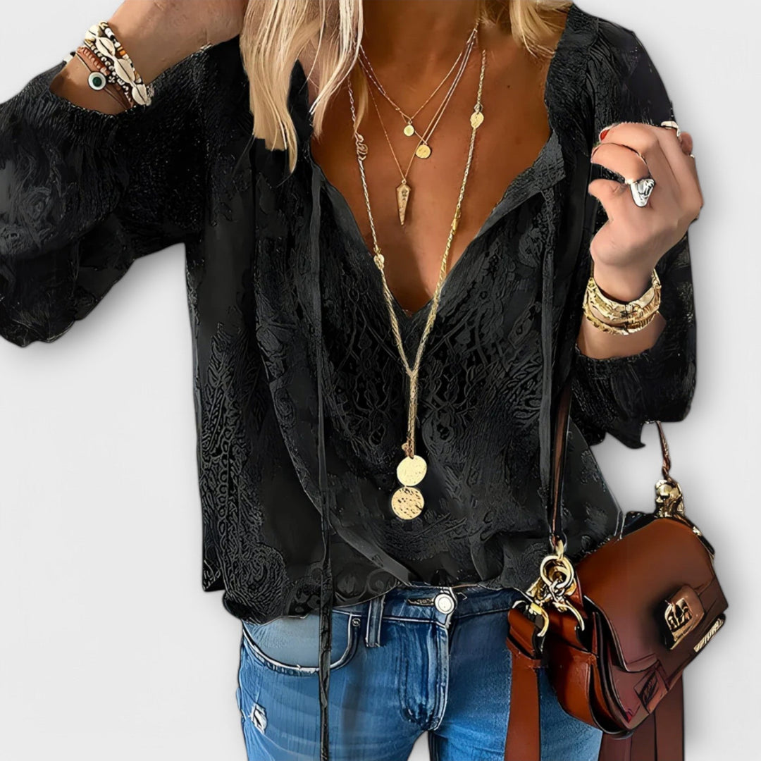 Sofia | Boho Bluse V-Hals Blonde Lange Ermer Dame